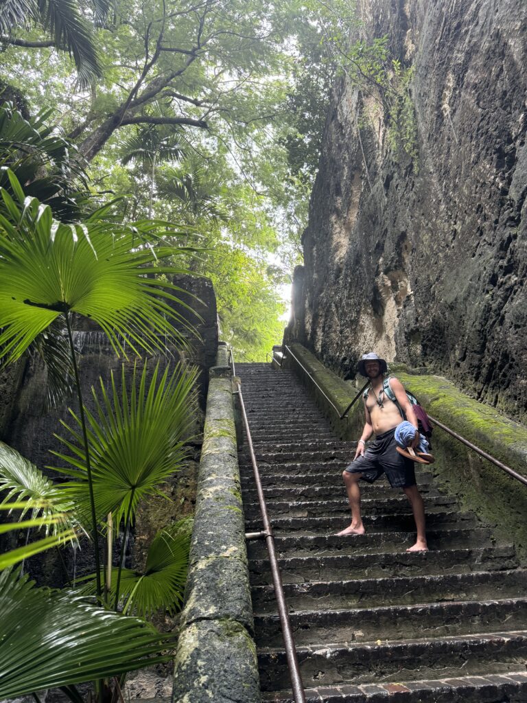 Climbing the Queen's Staircase in Nassau, Bahamas on a rainy port day