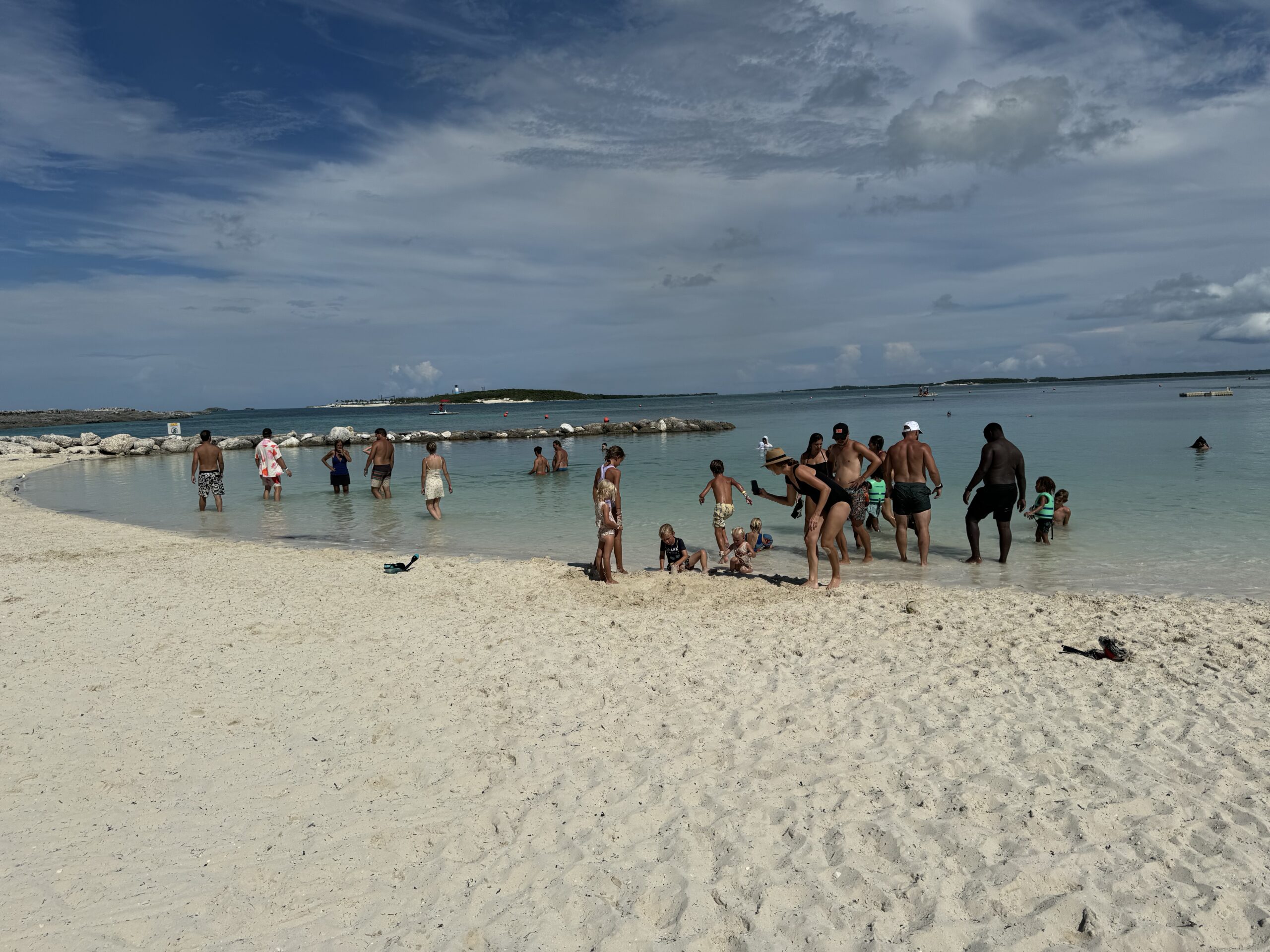 Kids playing in the calm water at a free beach on Perfect Day at CocoCay