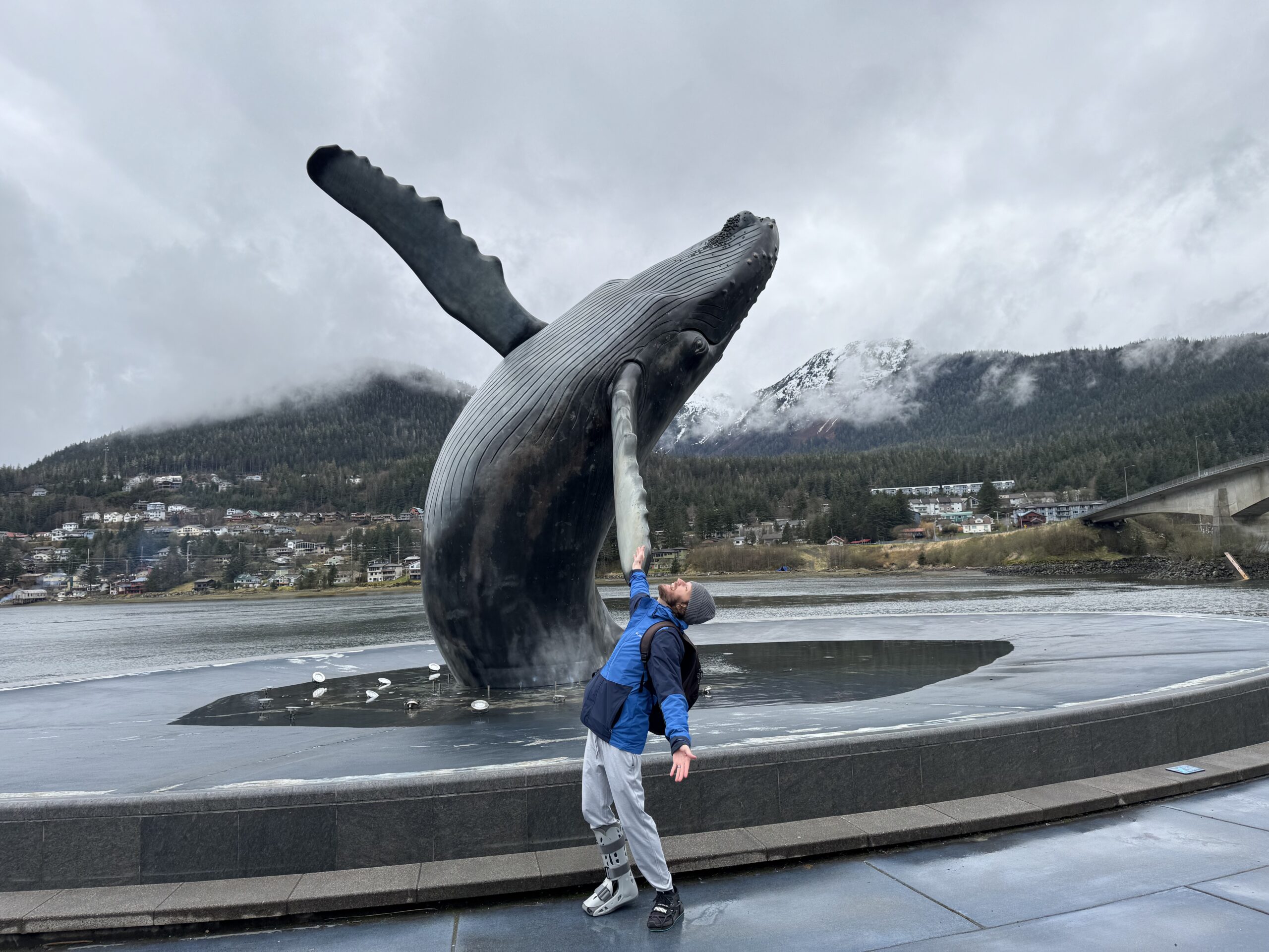 The humpback whale statue in Juneau, Alaska