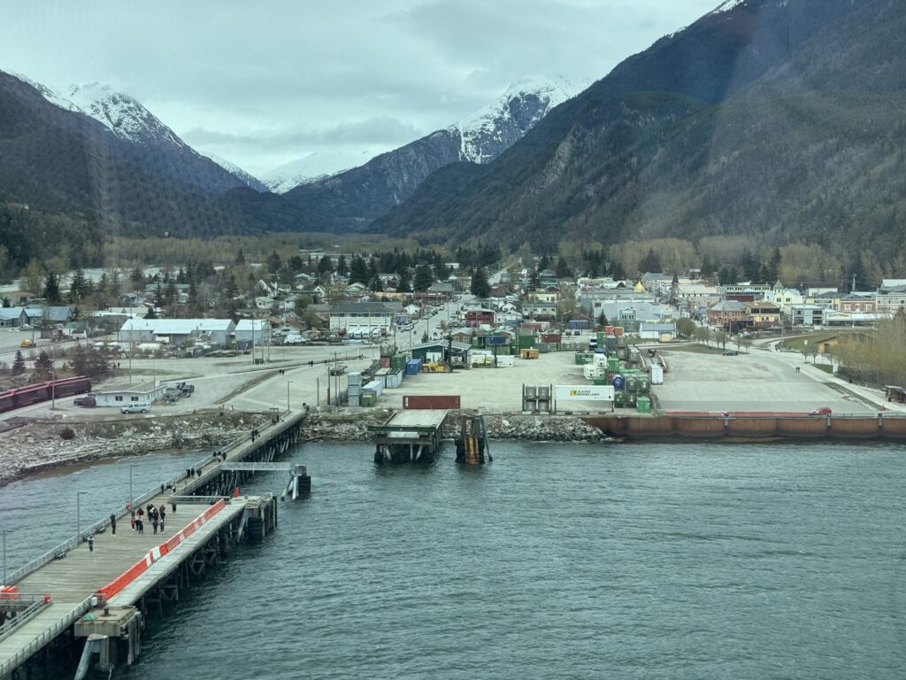 View of Skagway, Alaska and its docks from Norwegian Encore