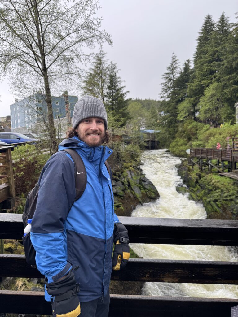 Ketchikan Creek rushing below Creek Street in Ketchikan, Alaska