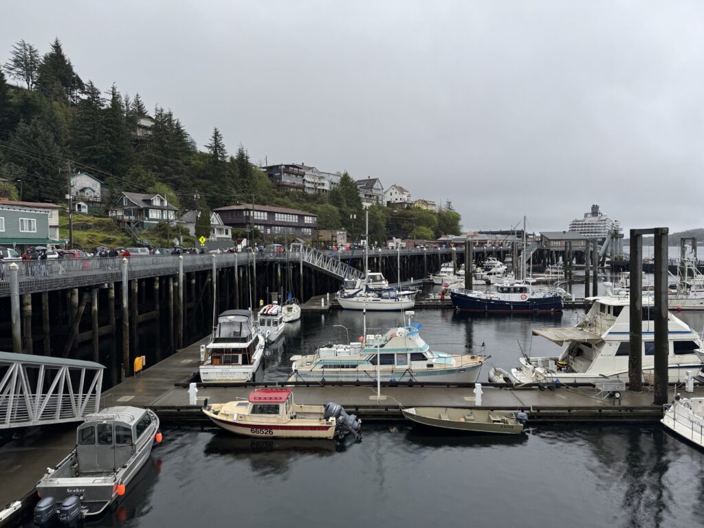 A marina full of fishing boats in Ketchikan, Alaska